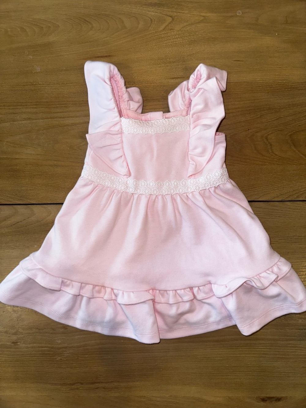 Janie and Jack Girl Bunny Pink Ruffle Ponte Spring Dress Size 6-12 Months